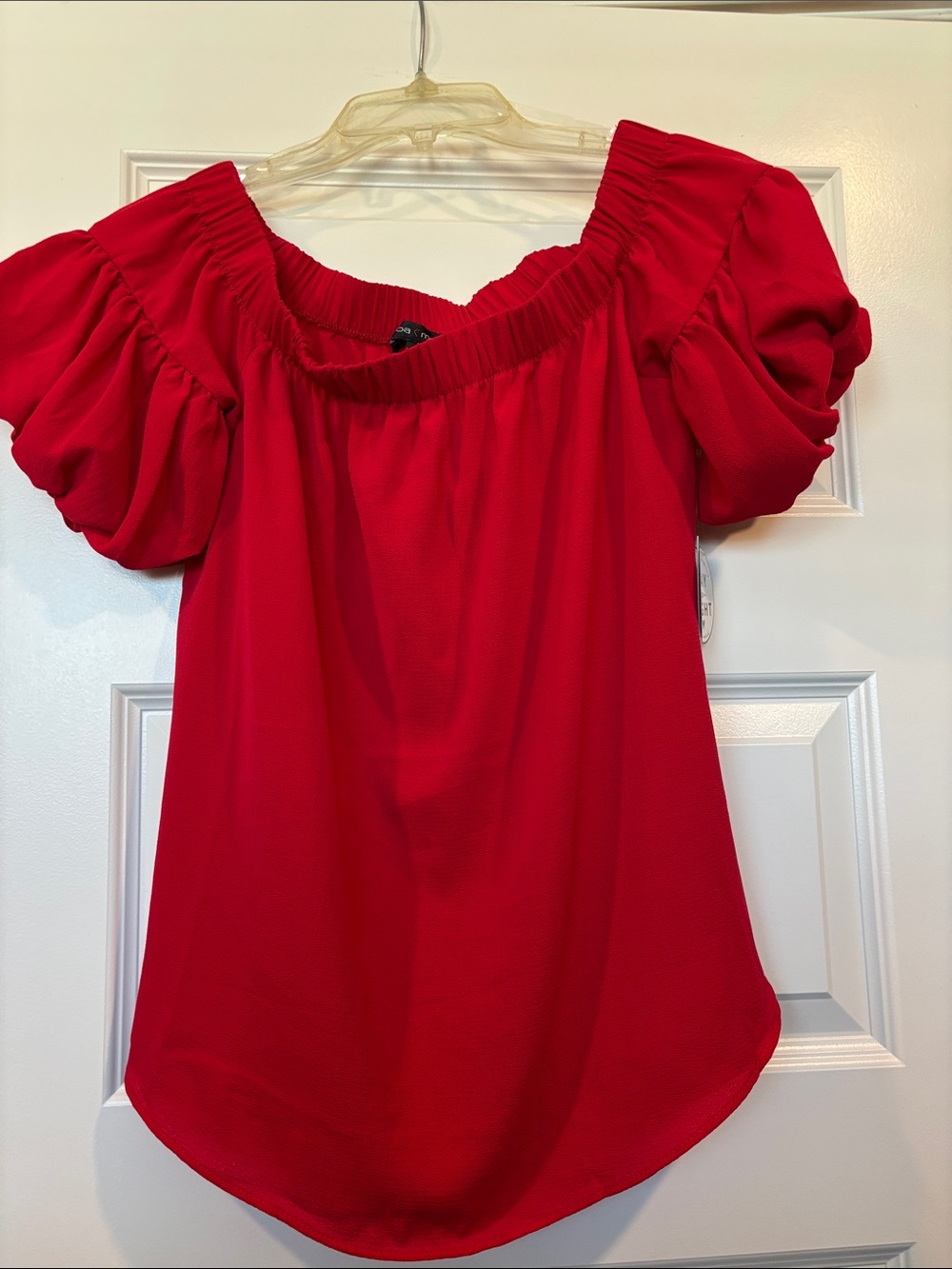 Moa Moa Red Off-Shoulder Puff Sleeve Blouse